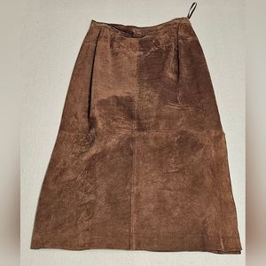 Soft Suede Skirt Whiskey Brown